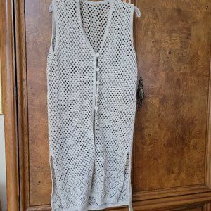 Sweater Vest, long, handknit, creamy beige, one size fits all